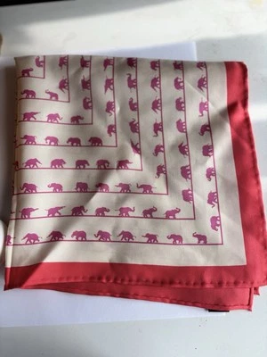 Bufanda/Pañuelo Jim Thompson 100% Algodón Lindo Diseño Estampado Elefante 18"x18" Foto 1 de 2