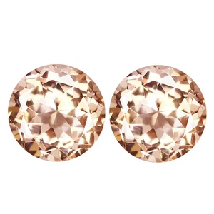 1.35Ct (2Pcs) PairExtreme Round Cut 6 X 6 mm 100% Natural Pink Morganite - Picture 1 of 5