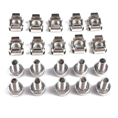 10Pcs Metal Nickel Plated Square Hole Cage Nuts & Screws For Server Rack Cabinet - Image 1 of 4