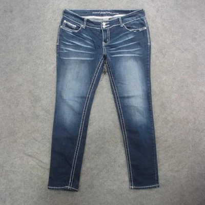Vanity Jeans Womens 31x32 Blue Skinny Stretch Contrast Stitch Medium Wash Denim - Image 1 of 4
