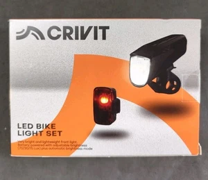 CRIVIT Rechargeable LED Bike Light Front & Back Set Black NEW FREE P&P - Picture 1 of 11