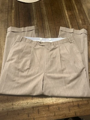 Pantalones de vestir Luciano Barbera marrón 100 % lana 38x28 hechos en Italia de lujo Foto 1 de 4