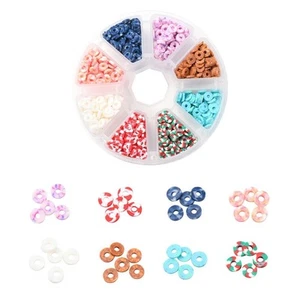 Cuentas de arcilla polimérica hechas a mano de 8 colores, cuentas Heishi de disco - Imagen 1 de 10