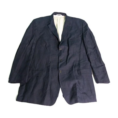 Rawganique Mens Size 44L Tall Hemp Blue Three Button Blazer Jacket - Image 1 of 4