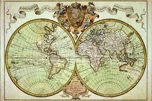 LARGE historic 1720 WORLD MAP OLD ANTIQUE STYLE FINE art print WALL DECOR - Picture 1 of 1