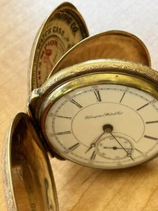 1881 HAMPDEN POCKET WATCH/FRONT 2 PLATE`S OF 10K GOLD - Picture 1 of 16