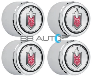 NEW Center Caps Set CHROME for 81-88 Chevy Monte Carlo 14" Checker Board Wheels - Picture 1 of 7