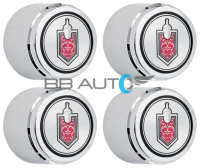 NEW Center Caps Set CHROME for 81-88 Chevy Monte Carlo 14" Checker Board Wheels - Image 1 of 4