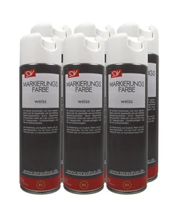 MARKIERUNGSFARBE WEISS 6x 500ml Straßenmarkier,- Bodenmarkierspray Forst Farbe - Bild 1 von 3
