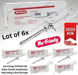 Hu-Friedy CW Type Dental Anesthetic Aspirating1.8ml Syringe SYRCW Lot 0f 6x - Picture 1 of 3