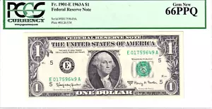 1963-A $1 Federal Reserve Note Richmond PCGS Gem New 66PPQ #E01759649A - Picture 1 of 2