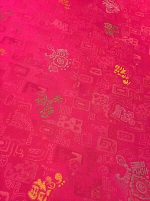 100% Pure SILK FABRIC Brocade Jacquard 22"W DRESSMAKING SEWING NATURAL Vintage - Image 1 of 4