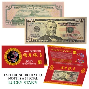 STAR NOTE 2025 CNY Year of the SNAKE Lucky Money $50 Bill with Red Folder - Picture 1 of 3