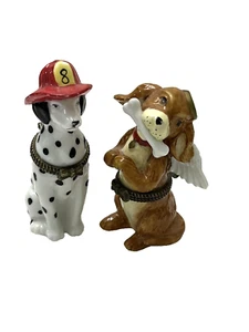 Midwest of Cannon Falls Dog Hinged Trinket Box Figures Angel Dog Dalmatian LOT 2 - Picture 1 of 9
