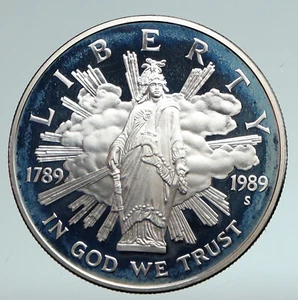 1989 USA Thomas Crawford House of Repres Mace Proof SILVER US Dollar Coin i90947 - Picture 1 of 3