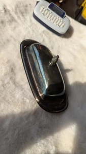 Plated Vintage Butter Dish with Lid 8" x 4" MCM Table Decor with glass insert - Picture 1 of 3