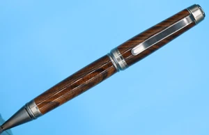 Classic Cigar Ballpoint Twist Pen in Antique Silver Finish with Walnut Barrel - Picture 1 of 7