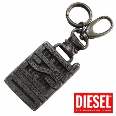 DIESEL AFABRIX Llavero Llavero Cuero/Bronce, Negro, Hecho en Italia Nuevo con Etiquetas Foto 1 de 4