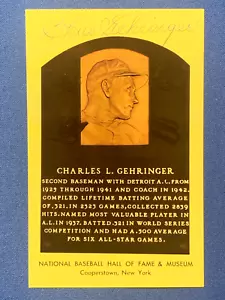 Charlie Gehringer Autographed National Baseball HOF Plaque Postcard - Picture 1 of 2