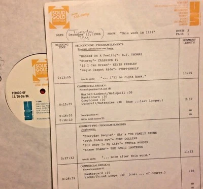 12/23/86 SOLID GOLD SCRAPBOOK THIS WK '68:JUDY COLLINS, DUSTY SPRINGFIELD,ELVIS - Image 1 of 2