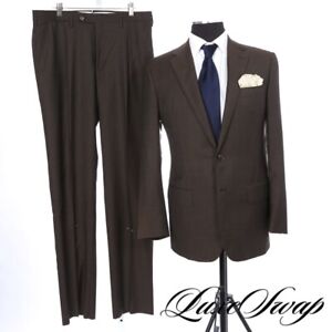 NWT #1 MENSWEAR $4500 Michael Reslan 90/10 Cashmere Silk Brown Plaid Suit 50 NR