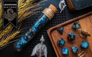 Leviathan | Polyedrische Würfel 7er Set | RPG Fantasy Trankflasche mit Würfelbeutel - Bild 1 von 3