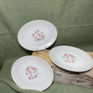 3 x VTG 12x9 Fire King Fleurette Milk Glass Oval Serving Platter Garden party - Picture 1 of 7