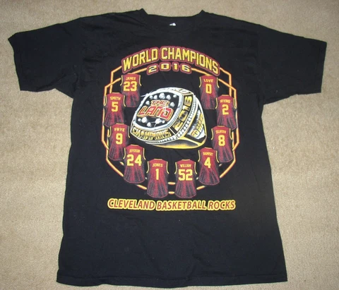 RARE 2016 Cleveland Cavaliers Championship Ring/Jersey Team Name T-Shirt Men MED Cover