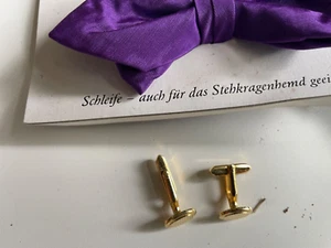Fliege Vintage +Manschettenknöpfe vergoldet 70er Jahre, Karneval Hochzeit - Bild 1 von 3