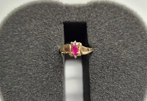 10k Yellow Gold Ruby & Diamond Ring - Picture 1 of 6
