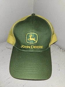 John Deere Green/Yellow Mesh Snapback Trucker Hat (Never Worn) Embroidered Logo - Picture 1 of 7