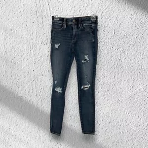 American Eagle Jeans Women's Size 2 Hi-Rise Jegging 360 Super Stretch Distressed - Picture 1 of 6