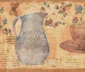 TEA SET WALLPAPER BORDER - 128B59921 - Picture 1 of 2