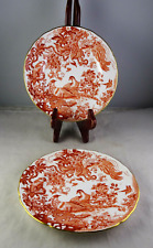 Two Royal Crown Derby Red Aves Fine Bone China Bread Plates