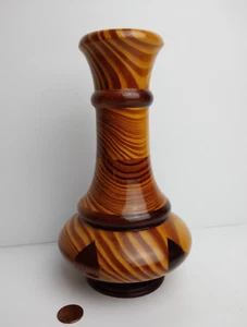 Handmade Segmented Multitone Wooden Vase 7.75" tall signed by Amos Butler - Picture 1 of 20