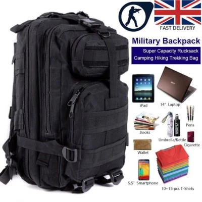 MILITARY 30 LITRE RUCKSACK MOLLE BAG BRITISH ARMY DAYSACK HIKING CADET MTP CAMO - Image 1 of 4
