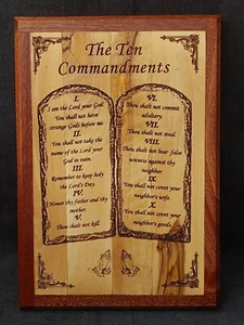 The Ten Commandments Plaque olive wood hanging wall hand made from holy land - Picture 1 of 2
