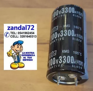 2 CONDENSATORI ELETTROLITICI VERTICALI 3300uF 100V 100VOLT 105° 25x45 PASSO10mm - Bild 1 von 5
