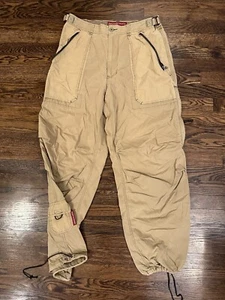Abercombie Fitch Paratrooper Pants Beige Mens M Cargo Flight Utility Baggy Y2K - Picture 1 of 8