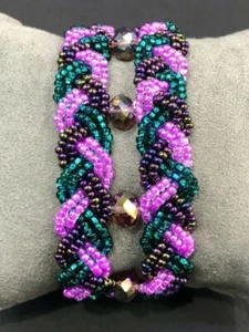 Artisan Hand Beaded Mayan Bracelet double strand rhyme stones from Guatemala 003 - Picture 1 of 4