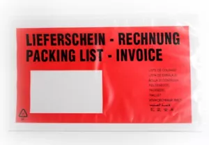 1000 Stück Lieferscheintaschen DIN Lang Dokumetentaschen Bedruckt Selbstklebend - Bild 1 von 1