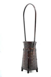 BEAUTIFUL VINTAGE JAPANESE BRONZE IKEBANA FLOWER VASE - BASKET WEAVE - Picture 1 of 19