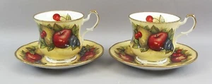 Queens Antique Fruit Fine Bone China England Tea Cup and Saucers x 2 - Picture 1 of 10