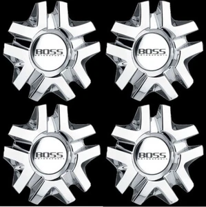 4 CAP DEAL BOSS MOTORSPORTS 327 CHROME WHEEL RIM CENTER CAPS 3206 MADE IN KOREA  - Picture 1 of 2