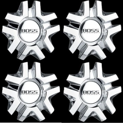 4 CAP DEAL BOSS MOTORSPORTS 327 CHROME WHEEL RIM CENTER CAPS 3206 MADE IN KOREA  - Image 1 of 2