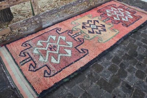 Turkish Vintage Handwoven Runner Rug 112"x42",284x105cm - Picture 1 of 7