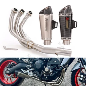 Full System For Yamaha MT-09 Tracer 900 XSR900 Exhaust Muffler Baffle Front Pipe - Picture 1 of 12