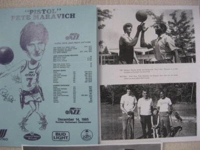 PISTOL PETE MARAVICH  BLACK AND WHITE + COLOR COPY PHOTOS 8 X 10  + LETTER Foto 1 de 3