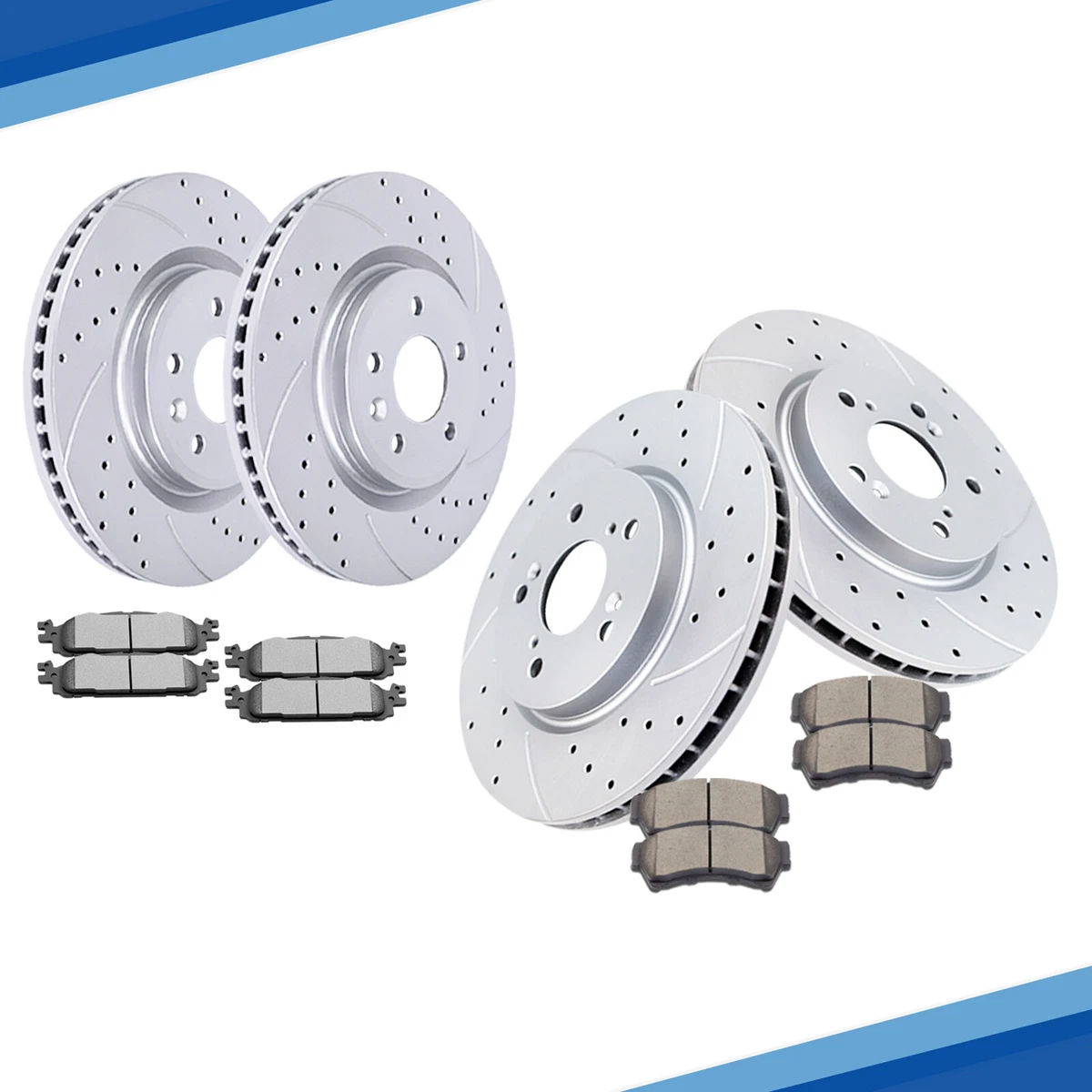 【317mm】OGASAKA FM600プレート　マーカーコンプのビス穴 Front Rear Drilled Rotors Disc Brake Pads for Ford Flex Taurus