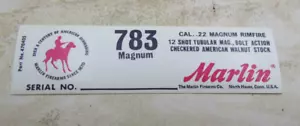 Pegatina vintage para caja de armas de fuego Marlin, calcomanía, etiqueta, rifle de fuego 783 Magnum .22 - Imagen 1 de 3